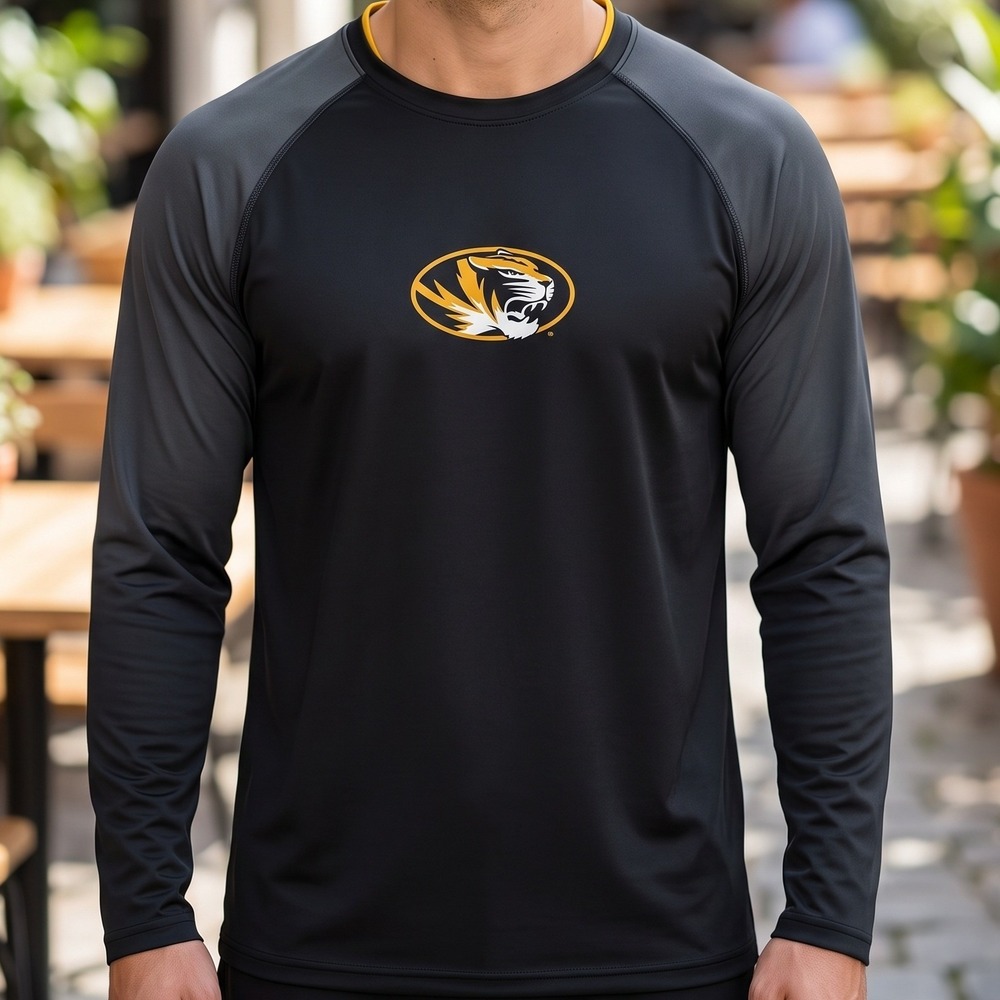 Champion Elite Missouri Tigers Mizzou Long Sleeve Performance Shirt Black Gold